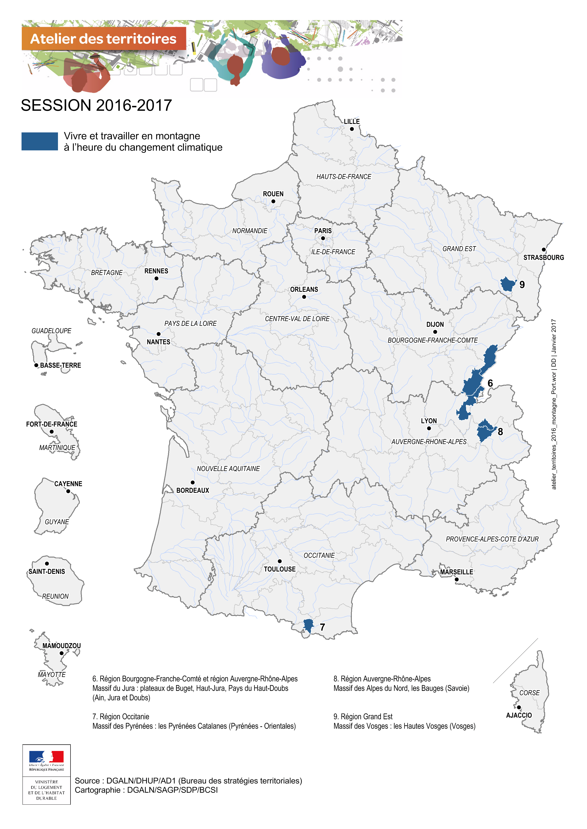 La carte des Ateliers - session Montagne 2016