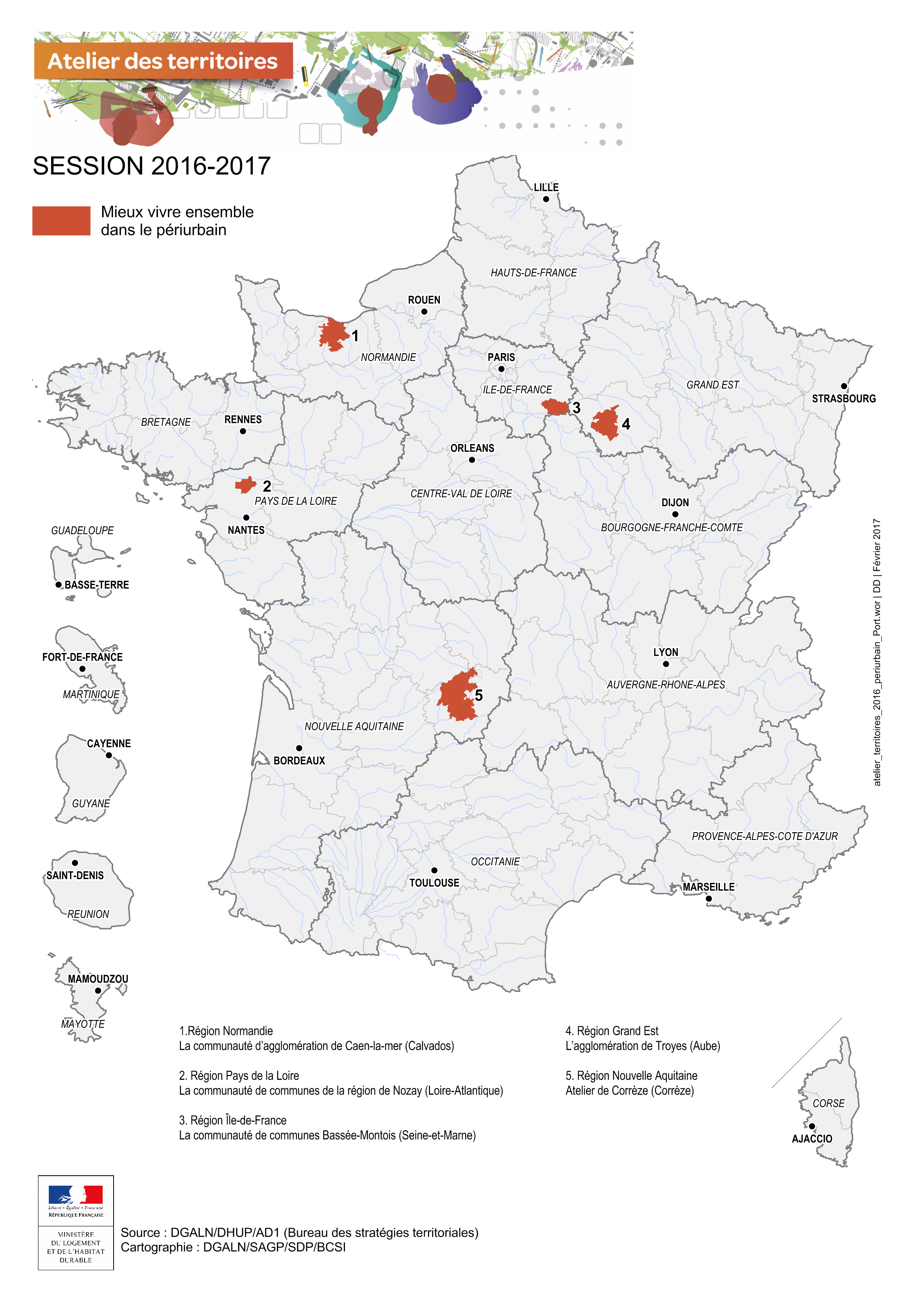 La carte des Ateliers - session Périurbain 2016